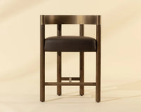 Manolo Espresso Faux Leather, Chocolate Ash & Antique Brass Counter Stool