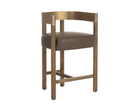 Manolo Espresso Faux Leather, Chocolate Ash & Antique Brass Counter Stool