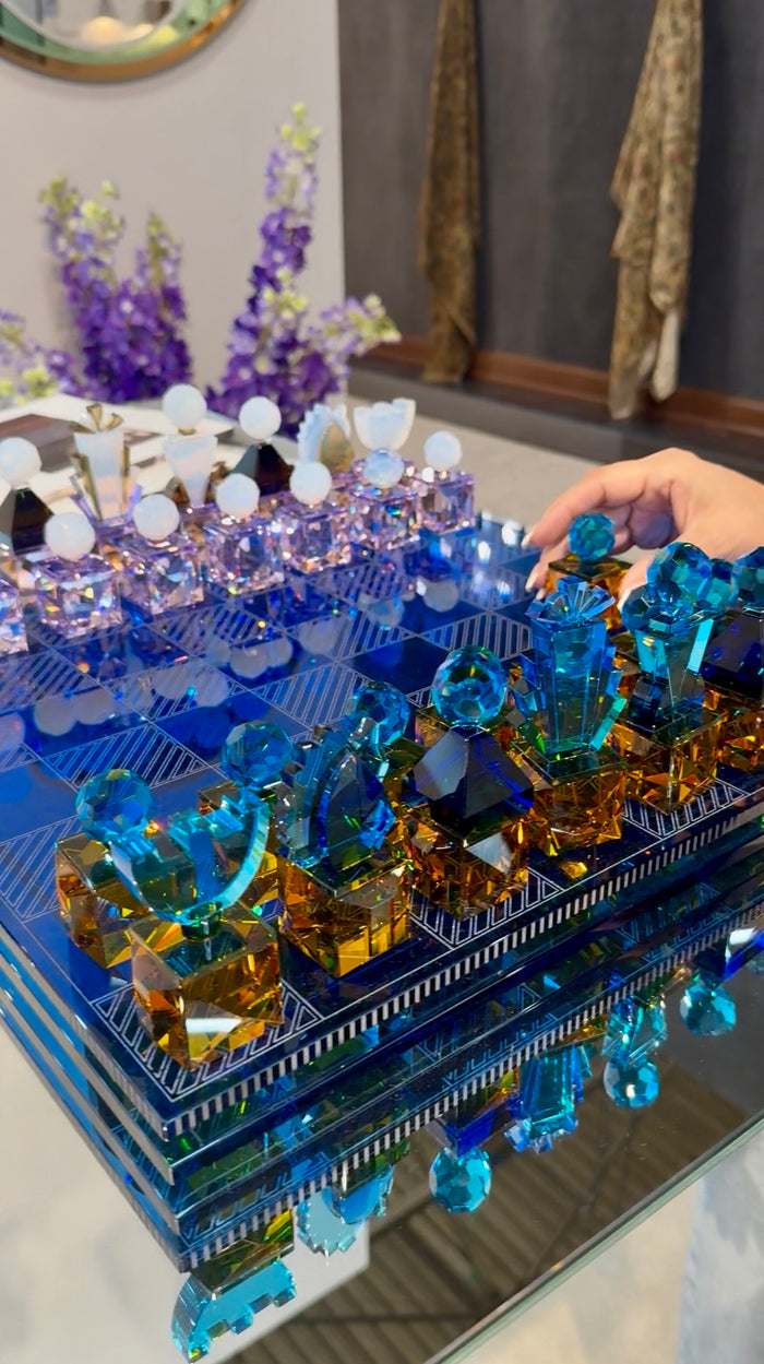 Amira European Artist Collection Crystal Chess Board Set