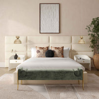 Wolfe Cream Velvet Bed With Side Panels