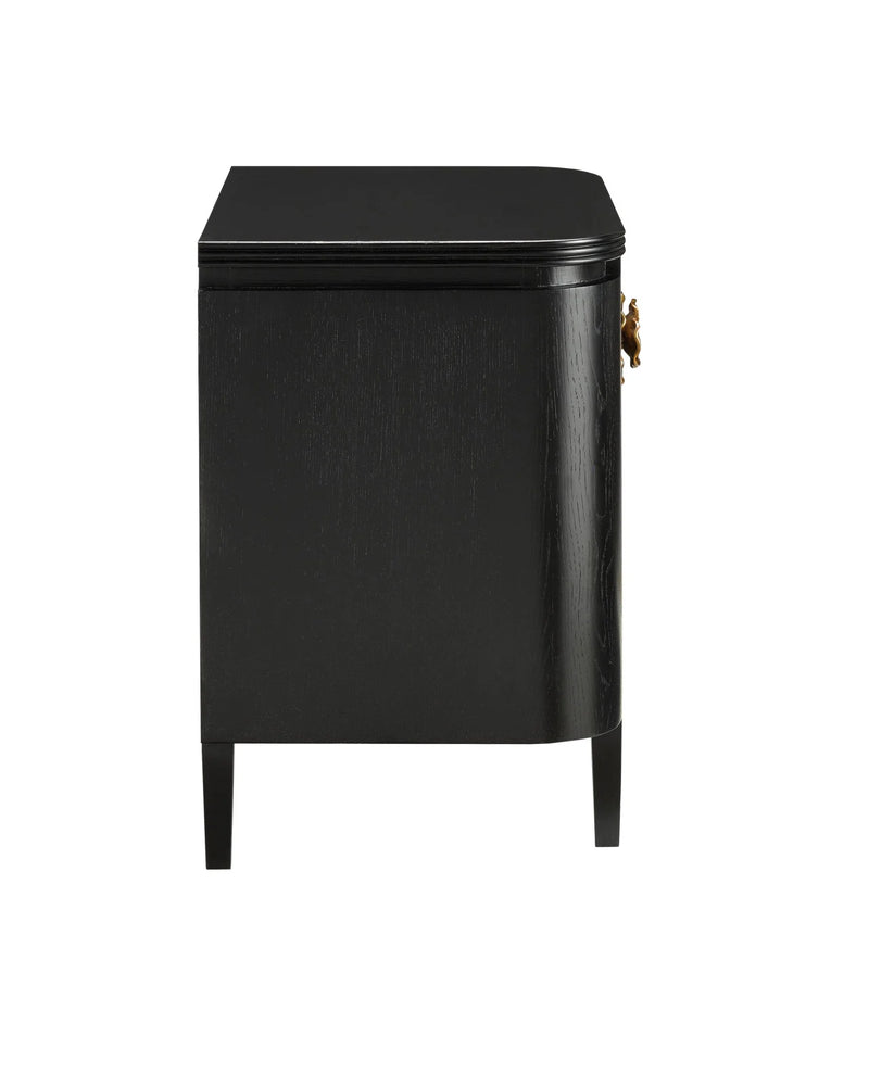 Fleur 28" Black & Gold 2 Drawer Nightstand