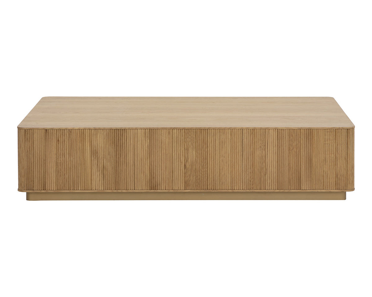 Kalla 65" Natural Oak & Brushed Gold Coffee Table