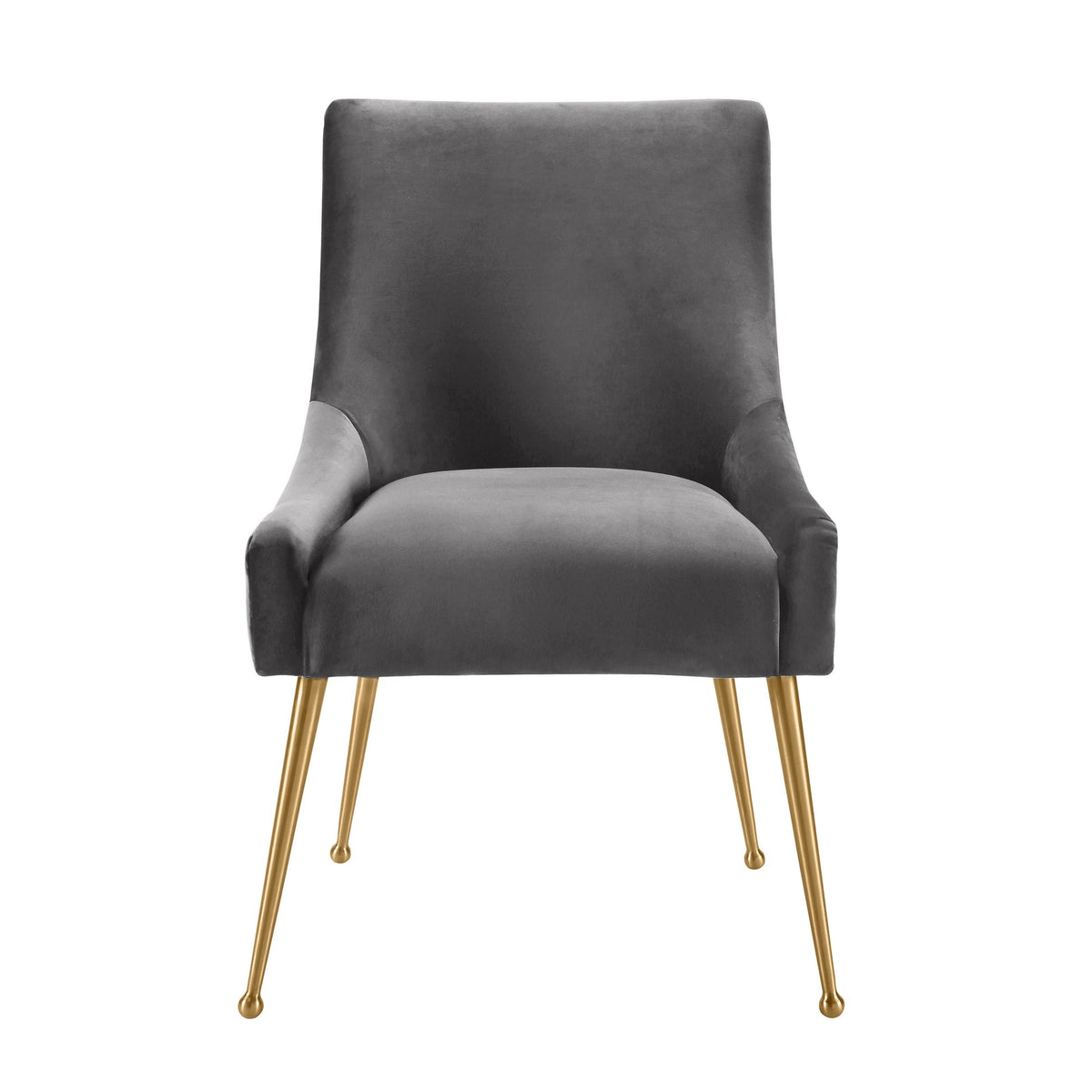 Prado Pleated Grey Velvet With Gold Frame Chair - Luxury Living Collection