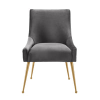 Prado Pleated Grey Velvet With Gold Frame Chair - Luxury Living Collection