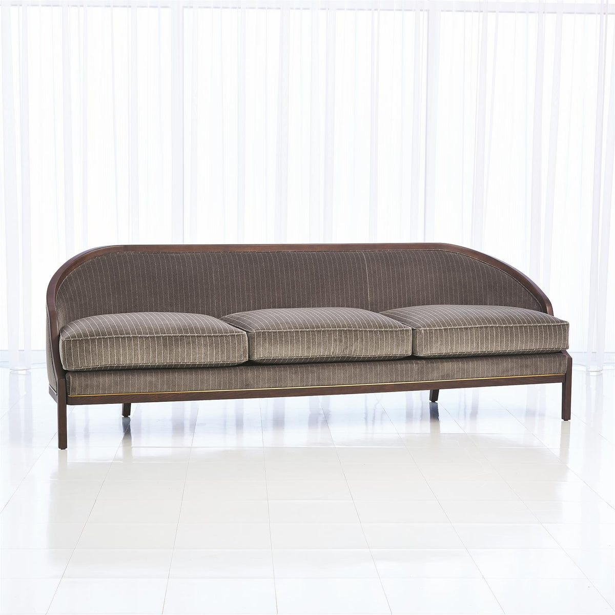 Viktoria 95.75" Tailored Sleek Pinstripe Sofa