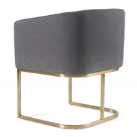Ren Modern Dark Grey Fabric & Antique Brass Dining Chair