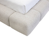 Olena Oatmeal Plush Upholstered Channel Bed