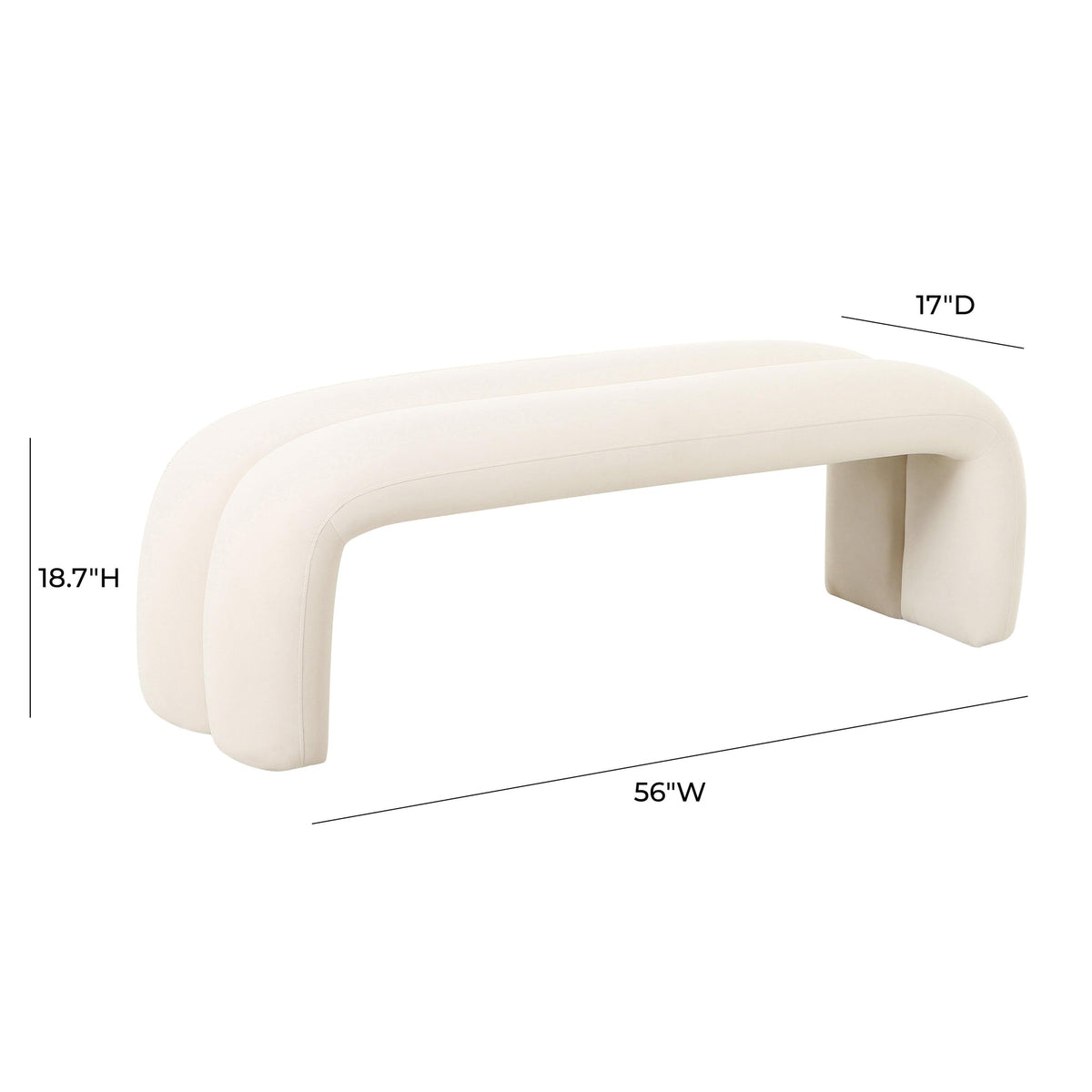 Lucien 56" Cream Performance Velvet Channeled Bench
