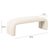 Lucien 56" Cream Performance Velvet Channeled Bench