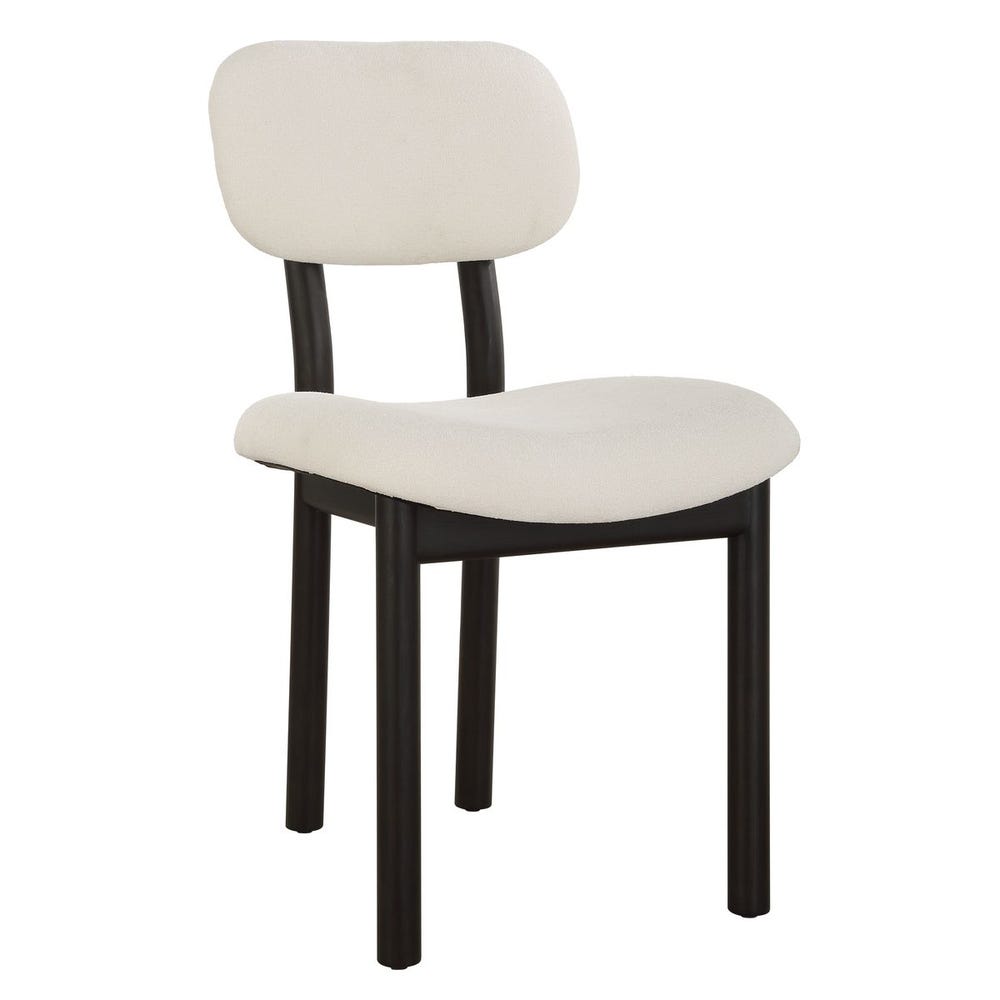 Vertu Textured Ivory & Satin Black Dining Chairs (Set of 2)