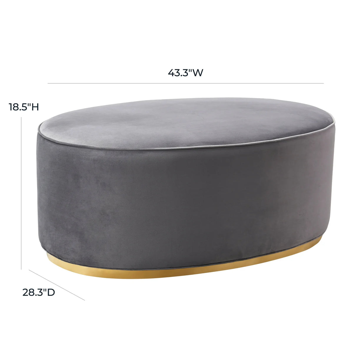 Ora 43.3" Grey Performance Velvet Ottoman