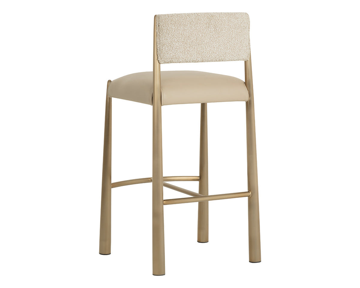 Bayard Oatmeal & Antique Brass Bar Stool