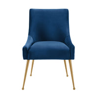 Prado Pleated Navy Velvet With Gold Frame Chair - Luxury Living Collection