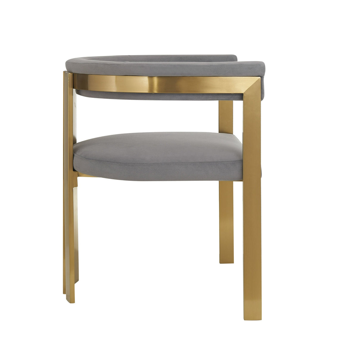 Thisbe Modern Grey Velvet + Champagne Gold Dining Chair