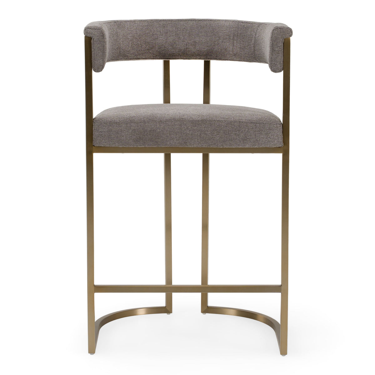 Jasmine Modern Grey Fabric & Antique Brass Counter Stool