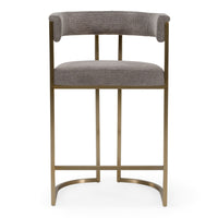 Jasmine Modern Grey Fabric & Antique Brass Counter Stool