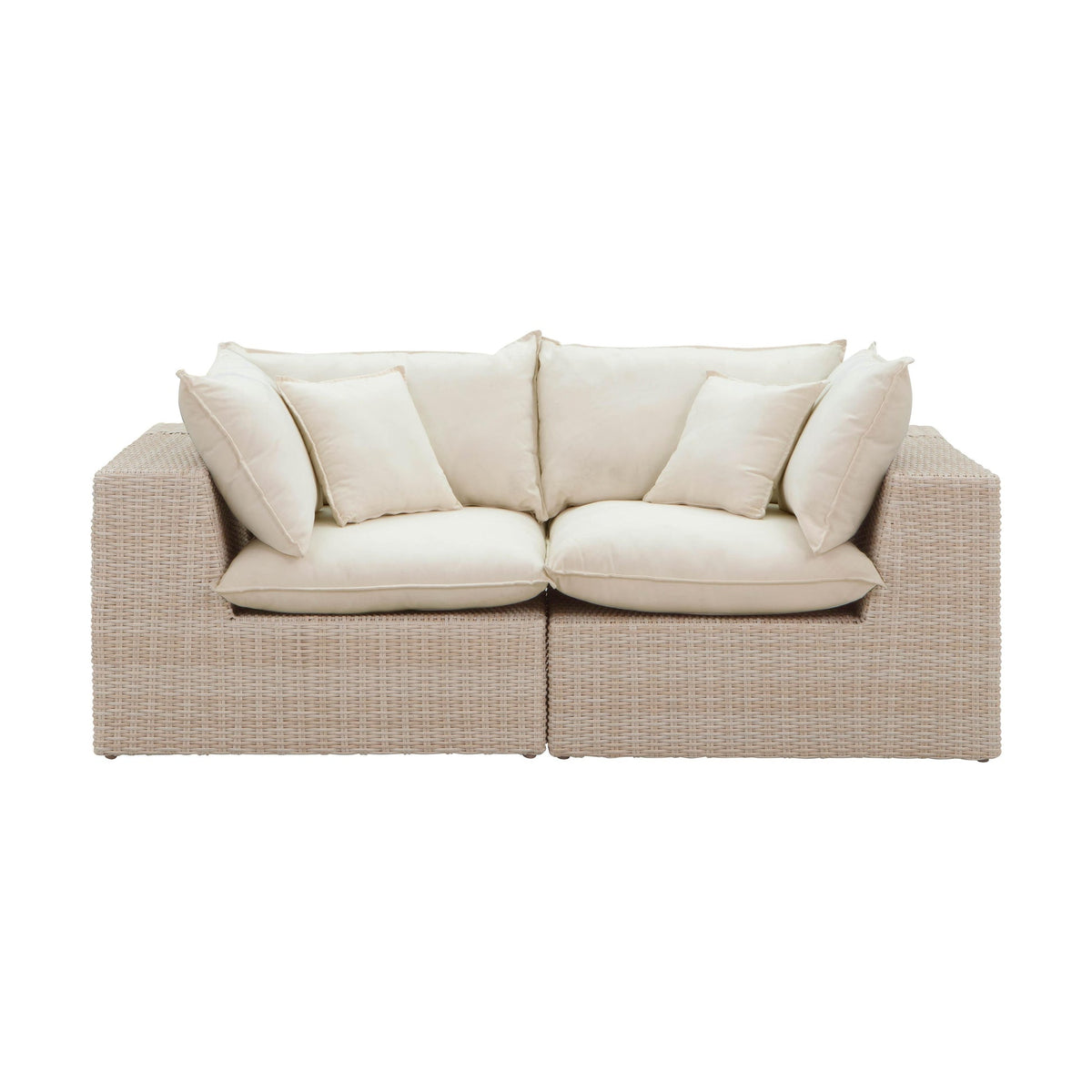 Cali 79.5" Natural Wicker Outdoor Modular Loveseat