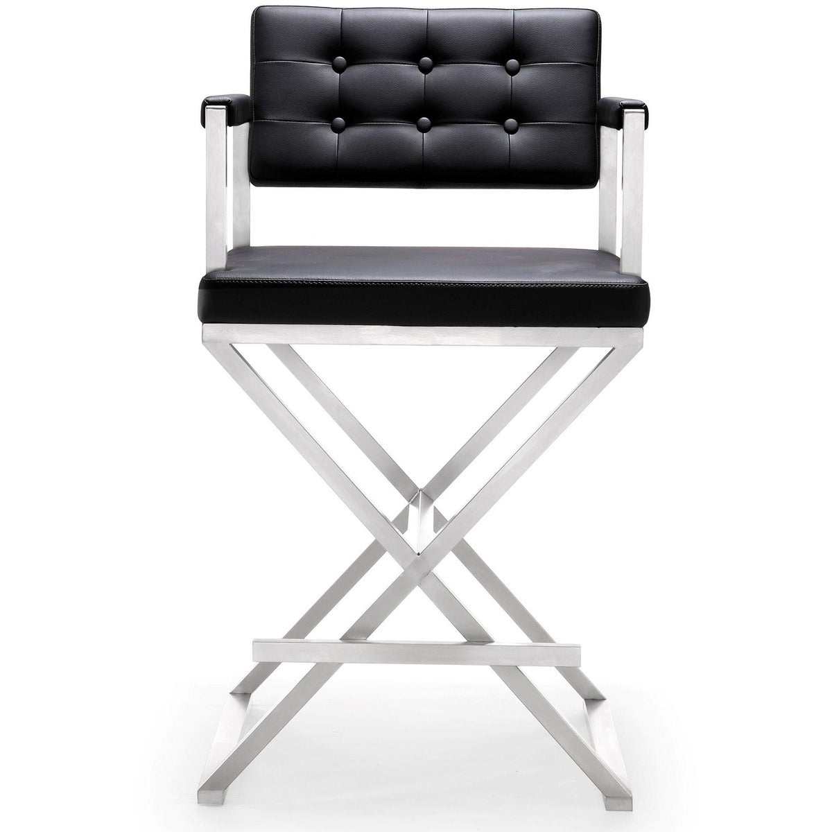 Lila Black Steel Vegan Leather Counter Stool - Luxury Living Collection