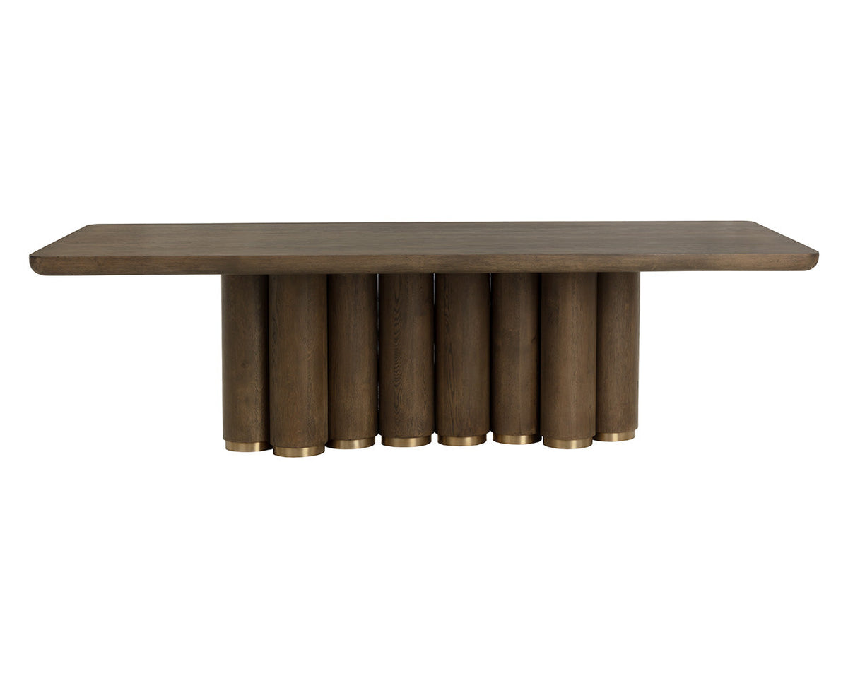 Salix 102" Chocolate Oak & Gold Dining Table