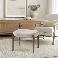 Winslow Grey Linen & Wood Ottoman