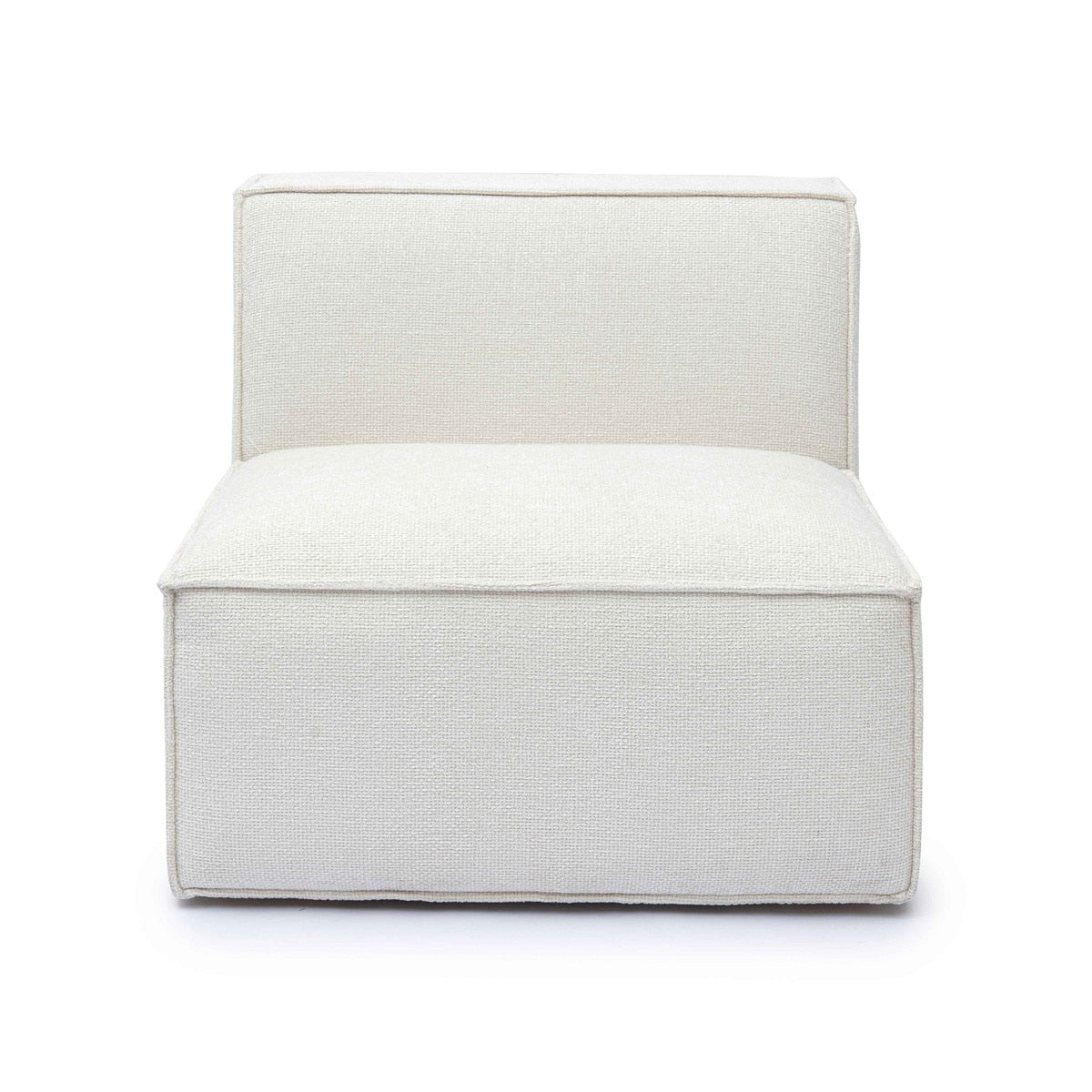 Mindy Cream Chenille Basketweave Armless Chair