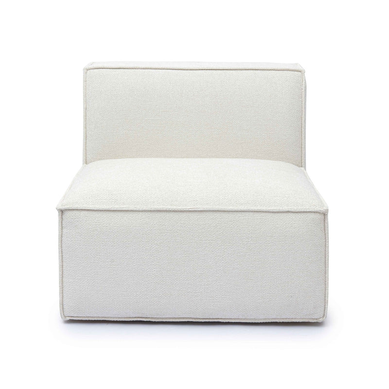 Mindy Cream Chenille Basketweave Armless Chair