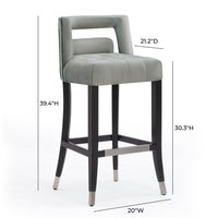 Rina Grey Velvet Bar Stool - Luxury Living Collection