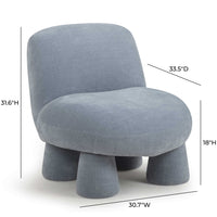 Aishen Blue Upcycled Performance Chenille Accent Chair