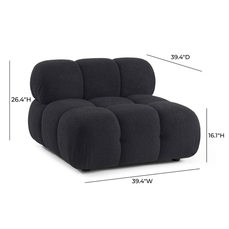 Vogue Black Vegan Shearling Modular Armless Chair
