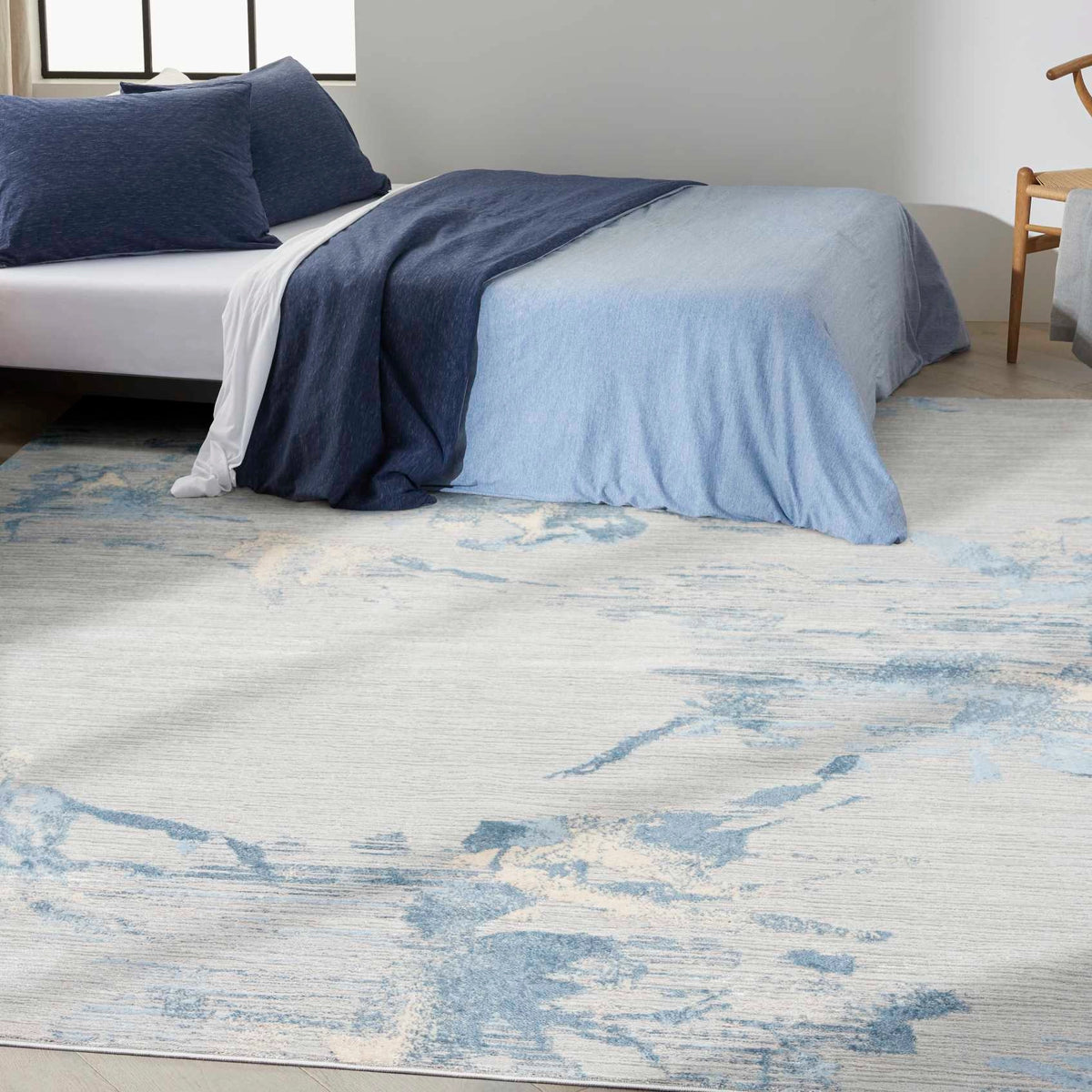 Eloise Abstract Floral Grey & Blue Area Rug