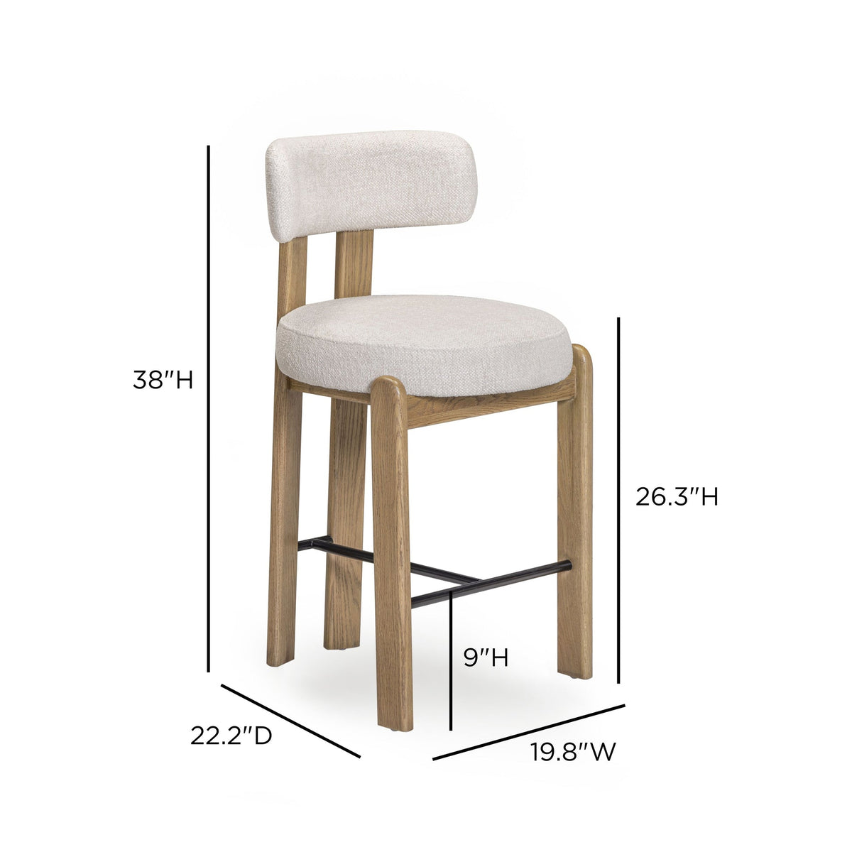 Ophelia Cream Performance Fabric Counter Stool