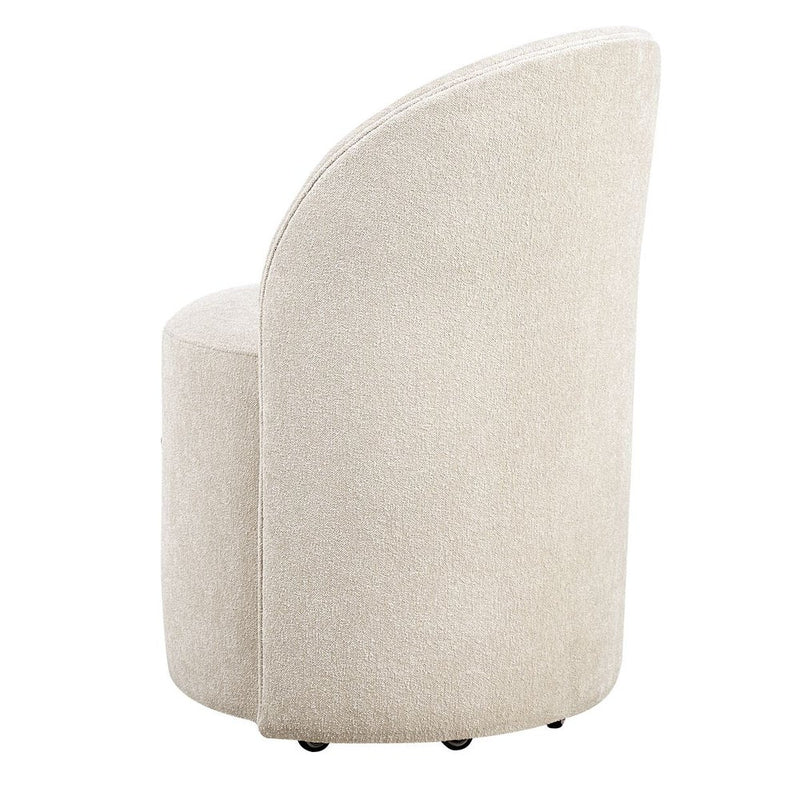 Modern Light Sand Rolling Dining Chair (With Casters)