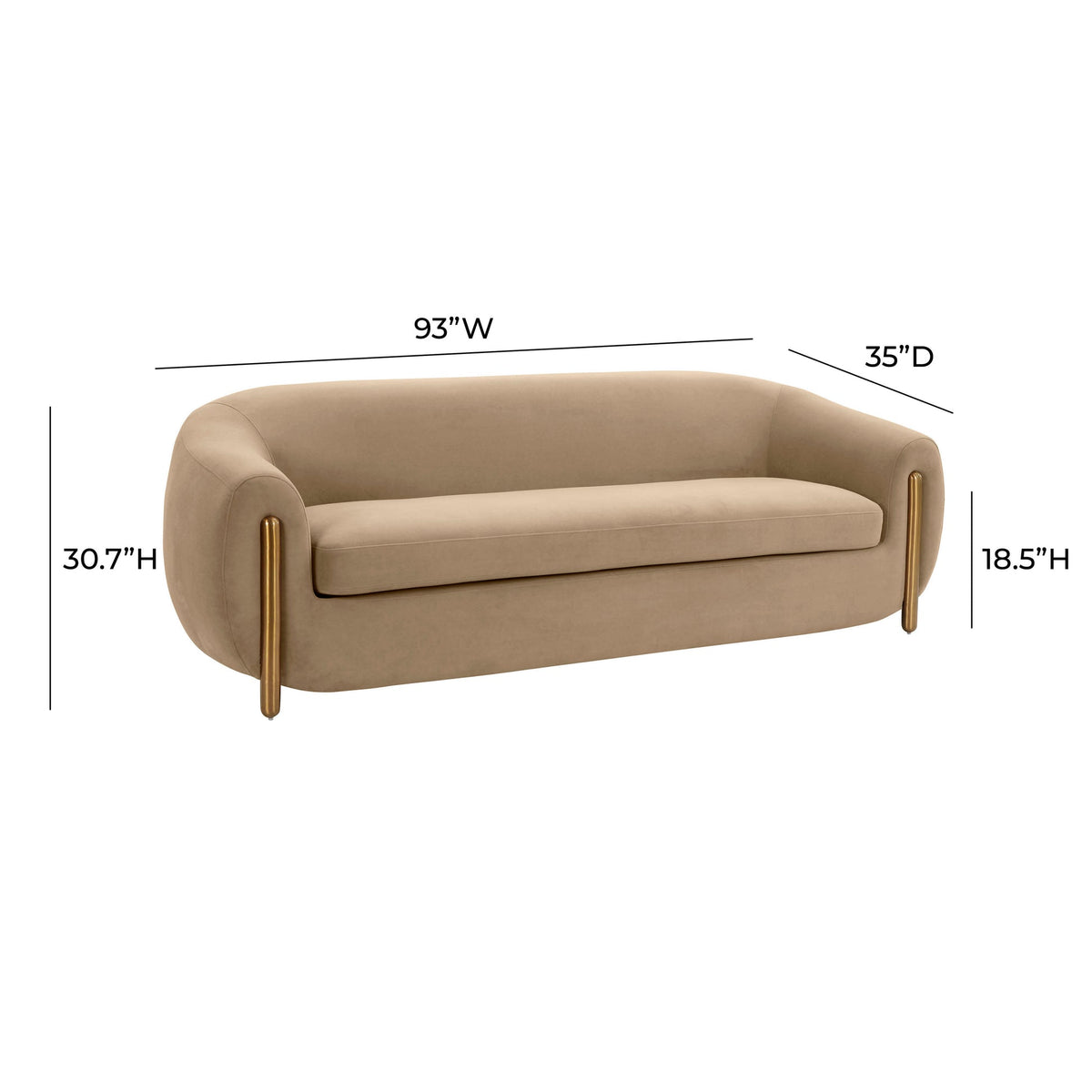 Lina 93" Cafe Au Lait Brown Performance Velvet Sofa