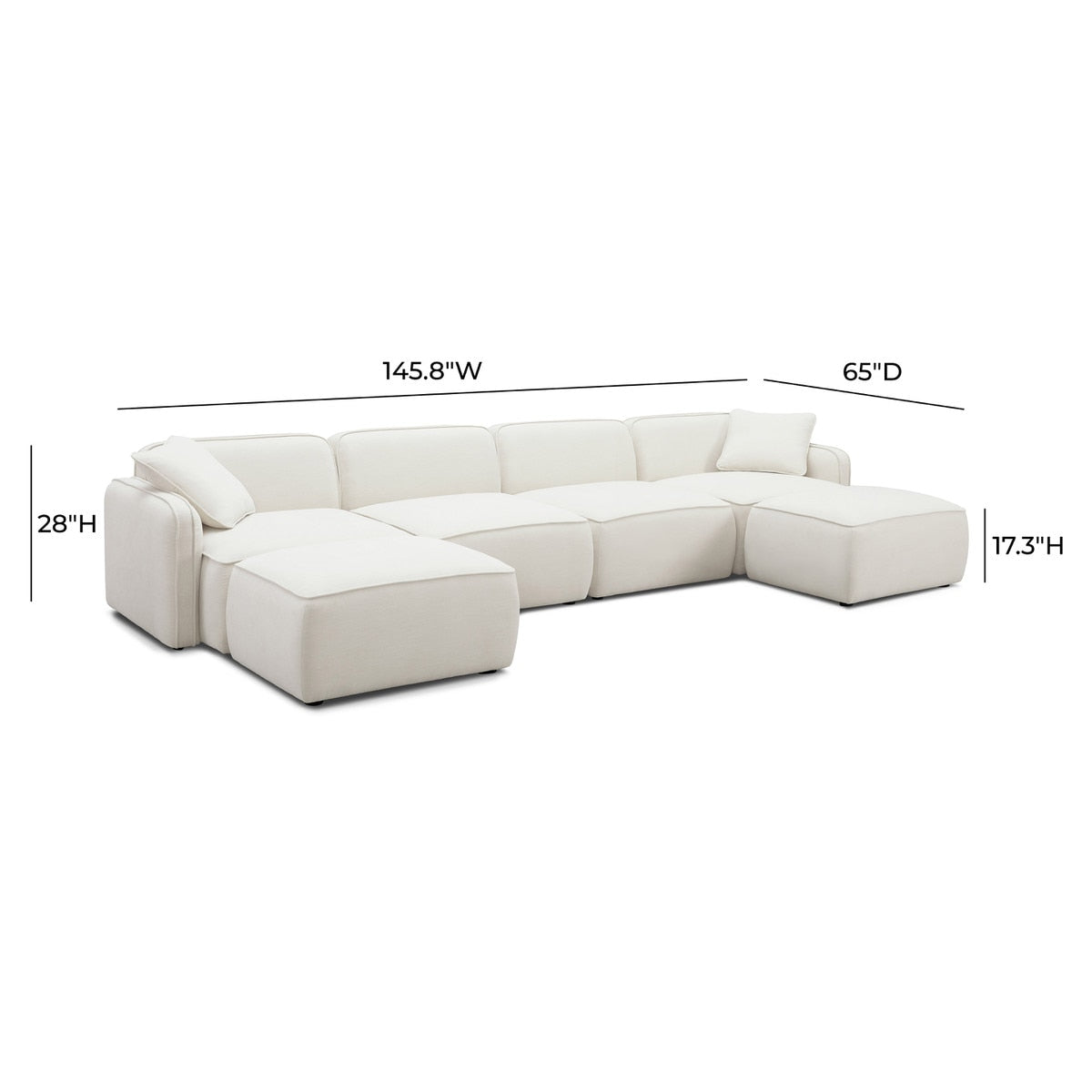 Travie 145" Sand Upcycled Linen 6-Piece Modular U-Sectional