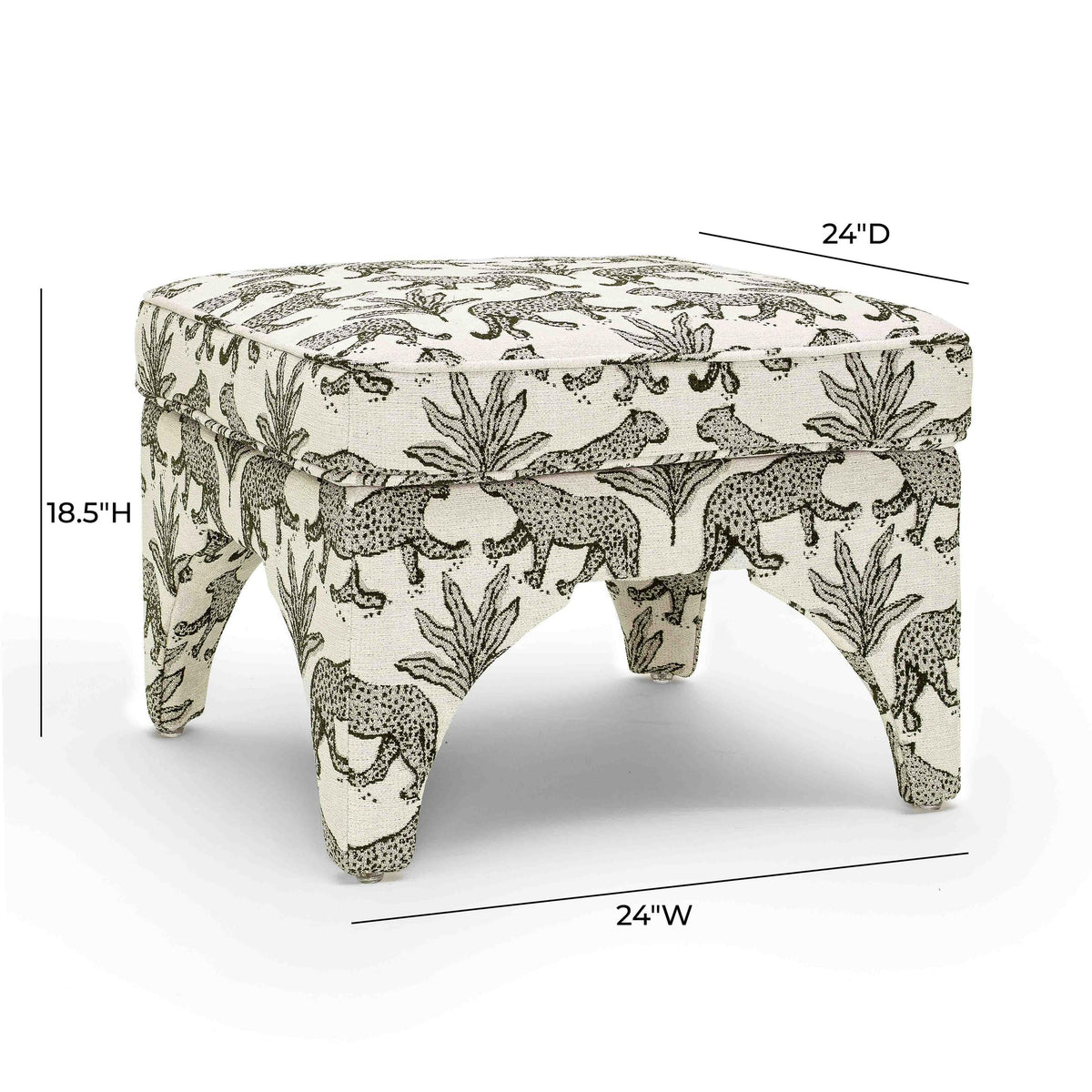 Kaelie Taupe Leopard Performance Jacquard Ottoman