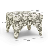 Kaelie Taupe Leopard Performance Jacquard Ottoman