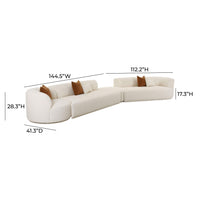 Pablo 186" Plush Cream Boucle 4-Piece Modular RAF Sectional Sofa
