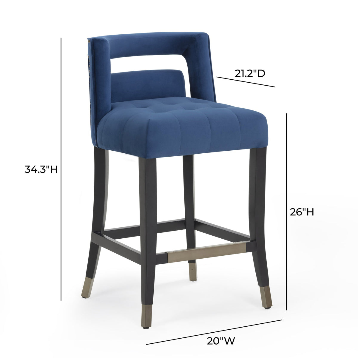 Rina Navy Performance Grade Velvet Counter Stool