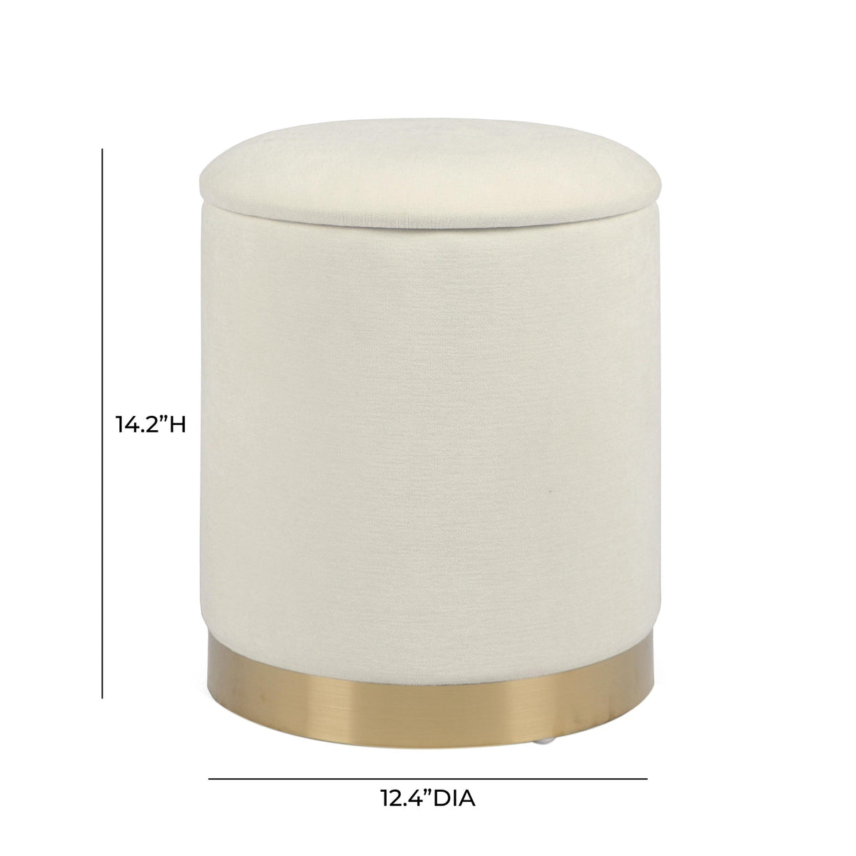 Karina Cream Chenille Storage Ottoman