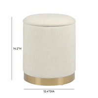 Karina Cream Chenille Storage Ottoman
