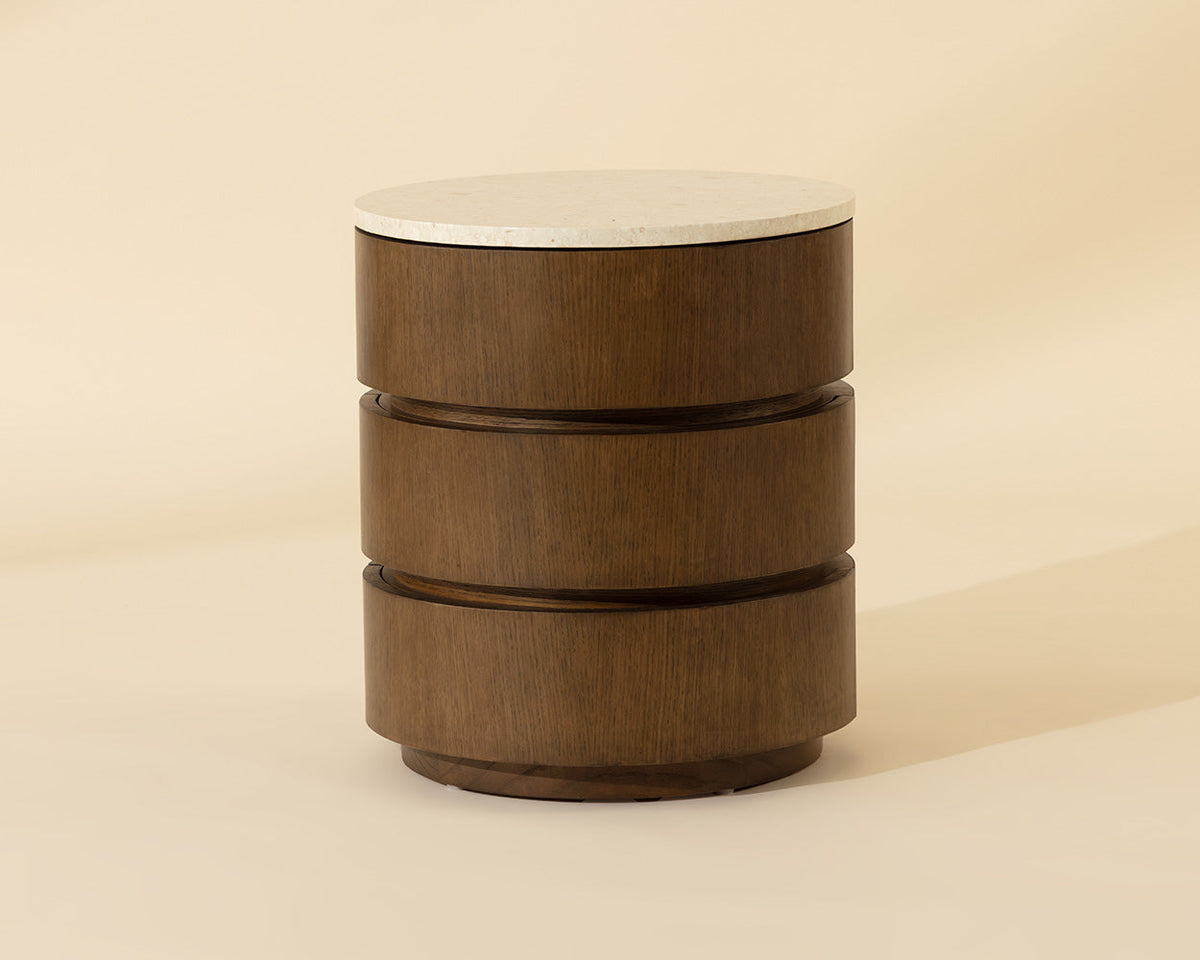 Caldora Oak Veneer & Marble Top Nightstand