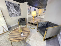 Cybele Modern Grey Velvet & Gold Accent Chair