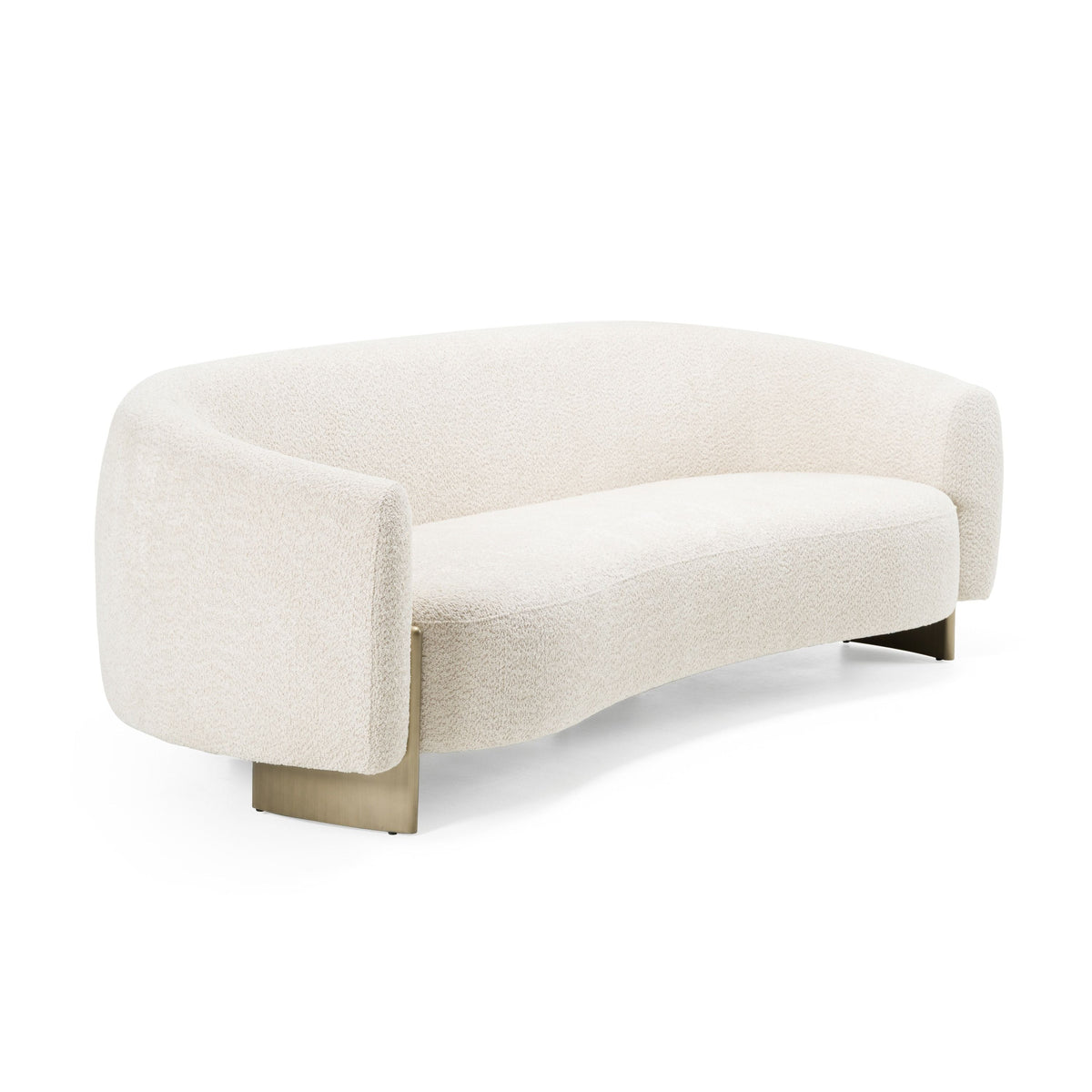 Magnolia 94.6" Modern Beige Upholstered & Antique Brass Sofa