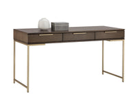 Rebel 59.25" Modern Brown Oak & Gold Desk