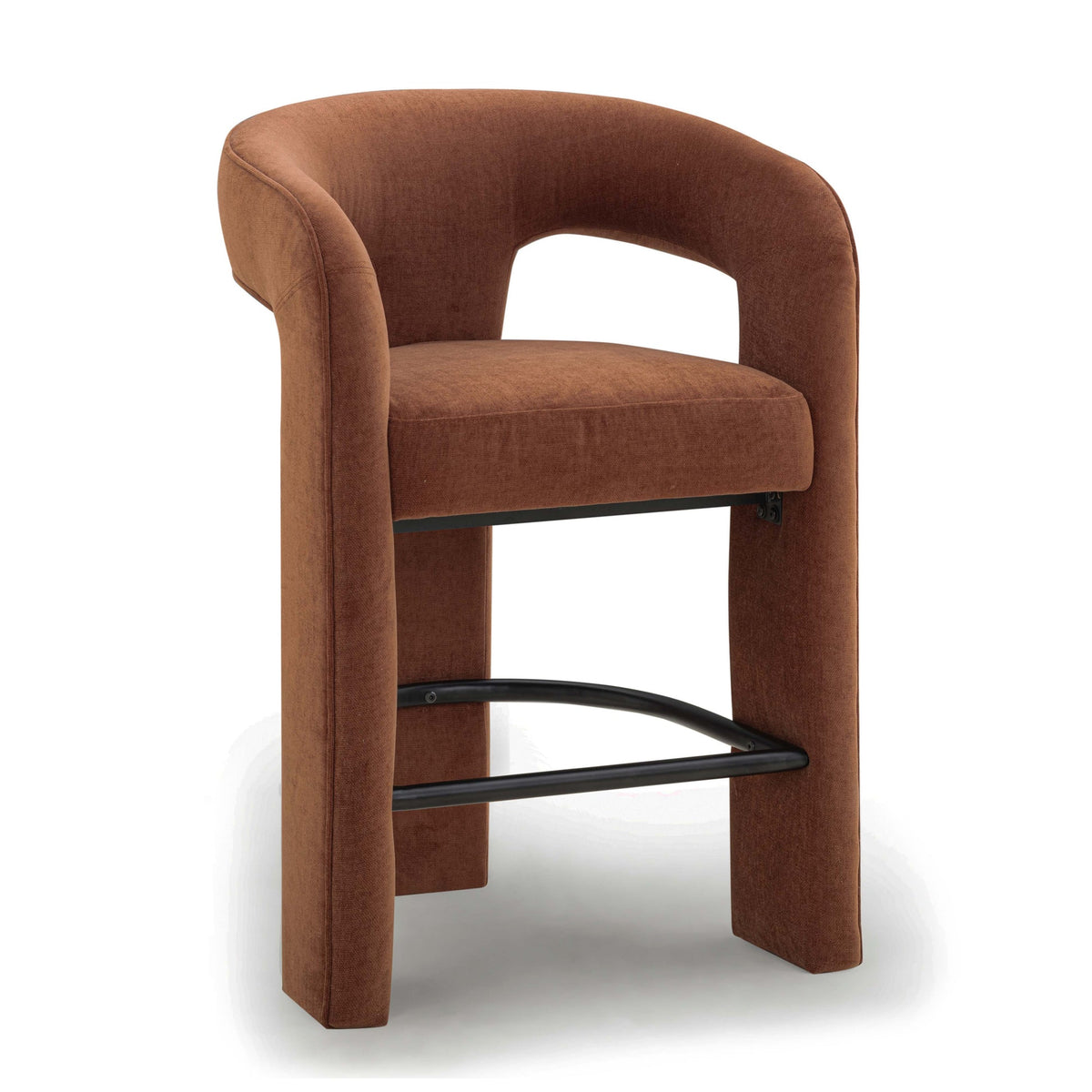 Malone Rust Red Performance Chenille Counter Stool