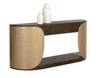 Sultana 70" Dark Oak Concrete & Brushed Brass Console Table - Indoor/Outdoor