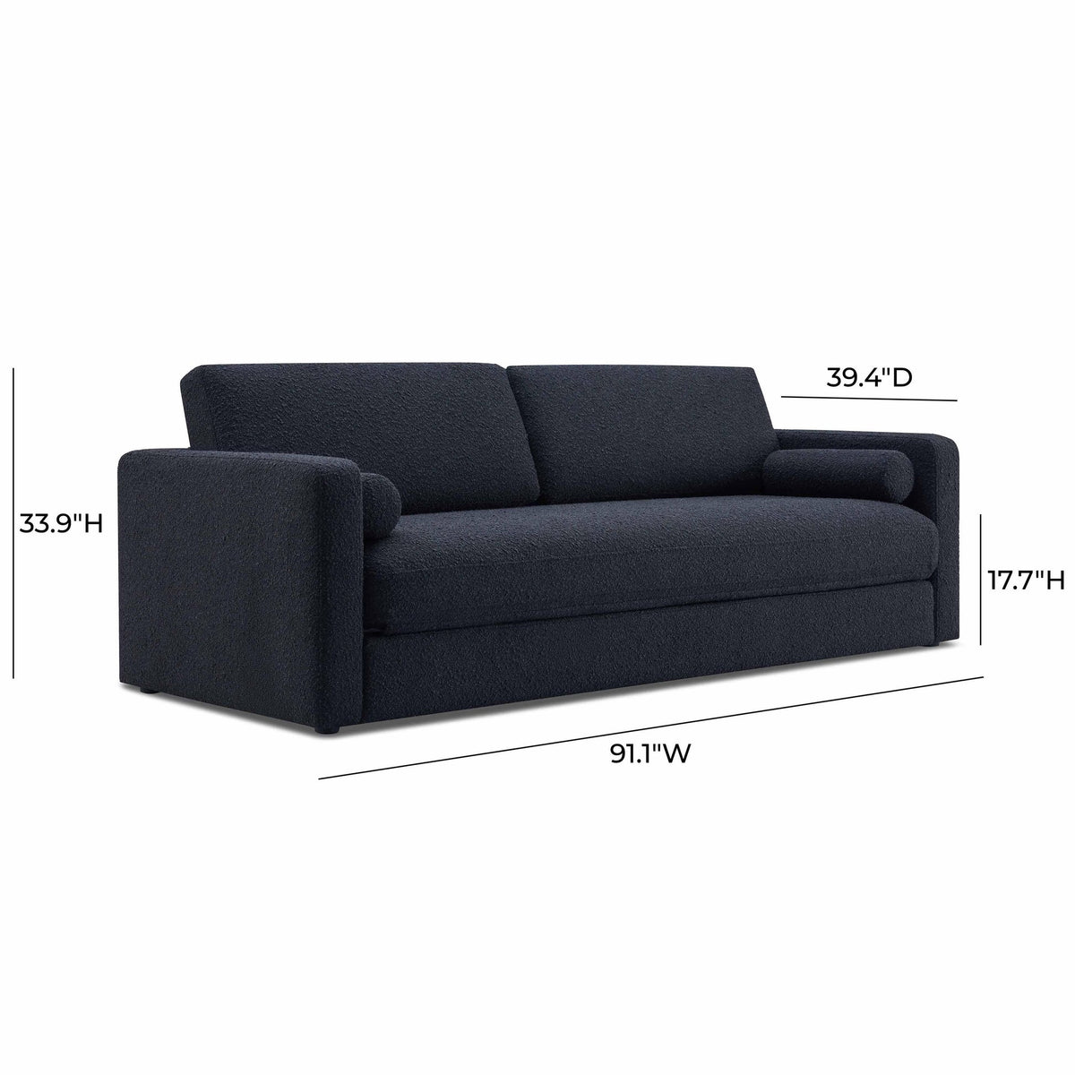 Ryan 91.1” Black Performance Boucle Sofa Bed