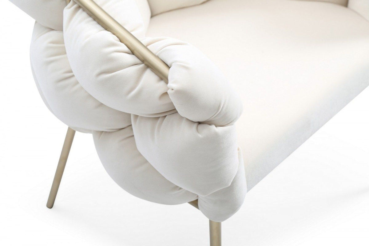 Camber Modern Off White & Gold Dining Chair