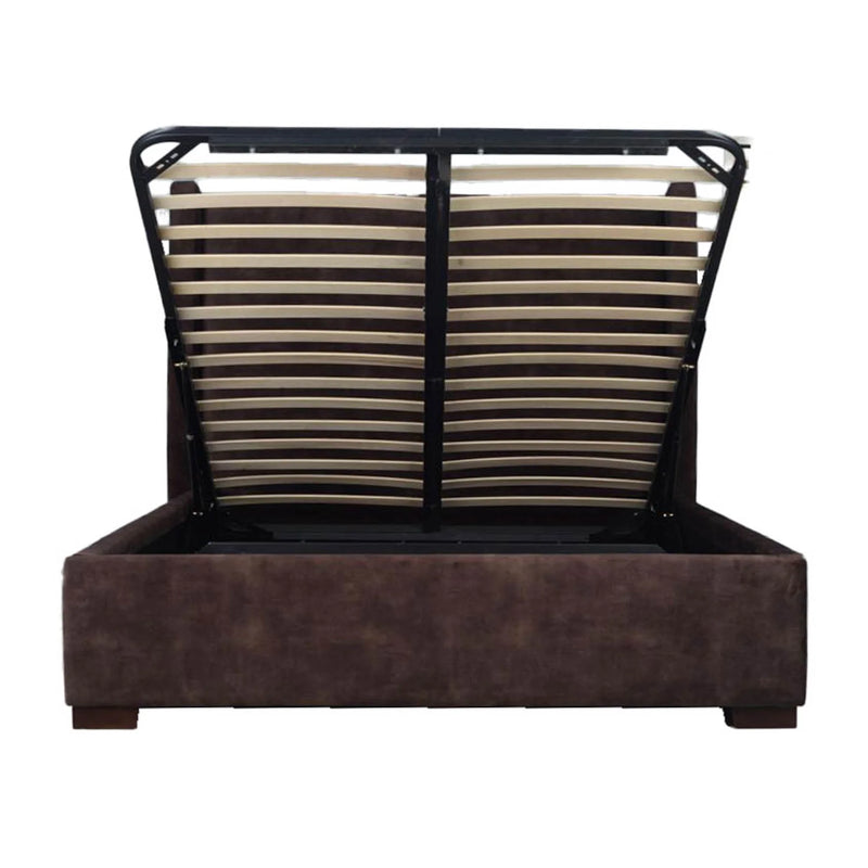 Corita Brown Velvet Storage Bed