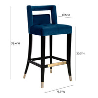 Rina Navy Performance Grade Velvet Bar Stool
